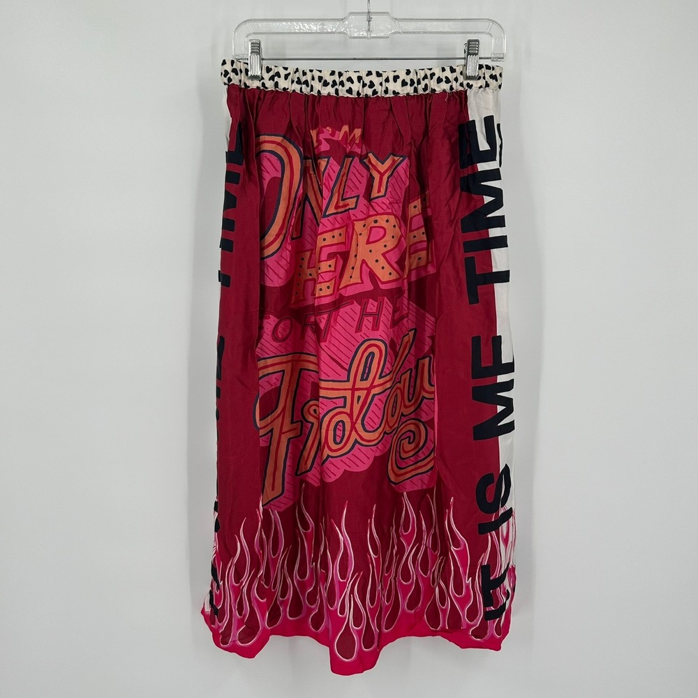 ME369 Women Hailey Fire Skirt XS/S Graphic Midi Only Here for Friday Flame Print